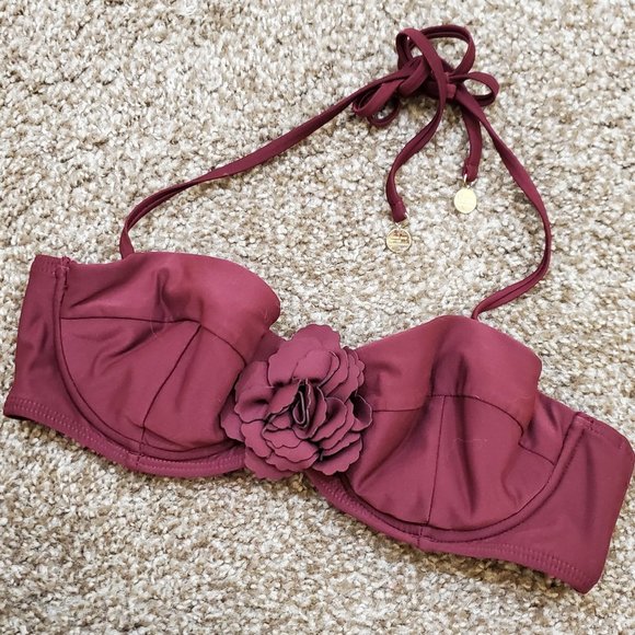 Kate Spade Sumac Red Floral Accent Bikini Top - Picture 7 of 7